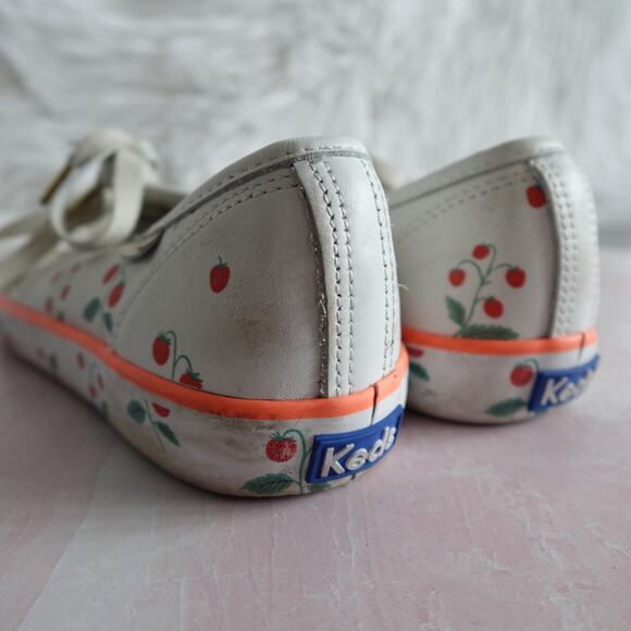 Keds x Rifle Paper Co. Kickstart Leather White Red Strawberry Low Top Sneakers - Picture 7 of 15